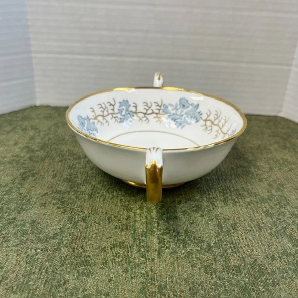 Tuscan Avondale Fine‎ Bone China Cream Bowl Blue Floral Gold Trim F170 England